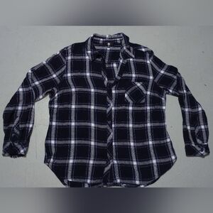 Classic A & I Blue Black and White Button Down Checkered Shirt, Size 1X
